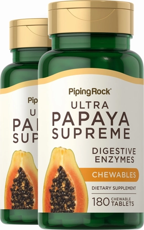 Ultra Papaya Enzyme Supreme, 180 Chewable Tablets, 2  Bottles