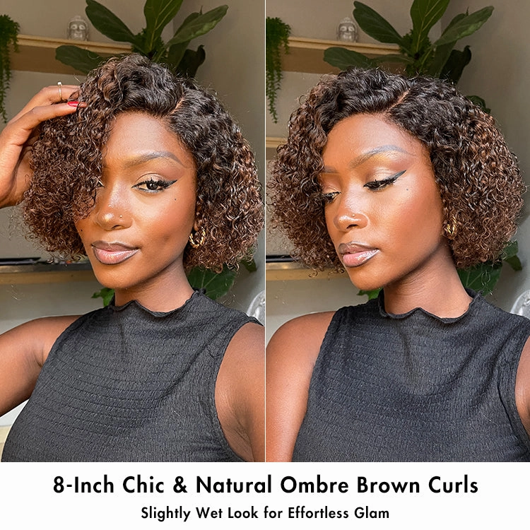 Weekly Special | Ombre Brown Fluffy Kinky Curl Glueless Minimalist HD Lace Wig Ready to Go