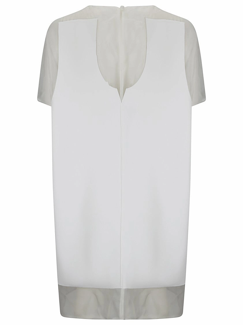 White Panel Midi Dress With Sheer Inserts