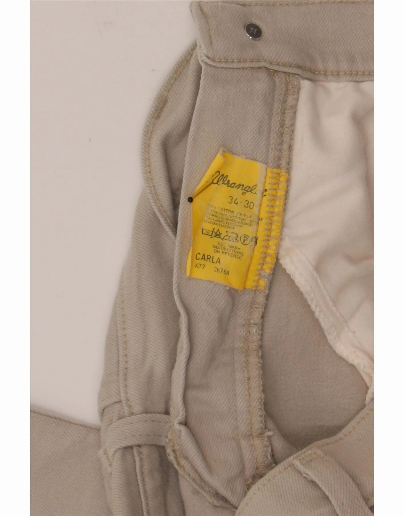 WRANGLER Mens Carla Slim Casual Trousers W34 L30 Grey Cotton