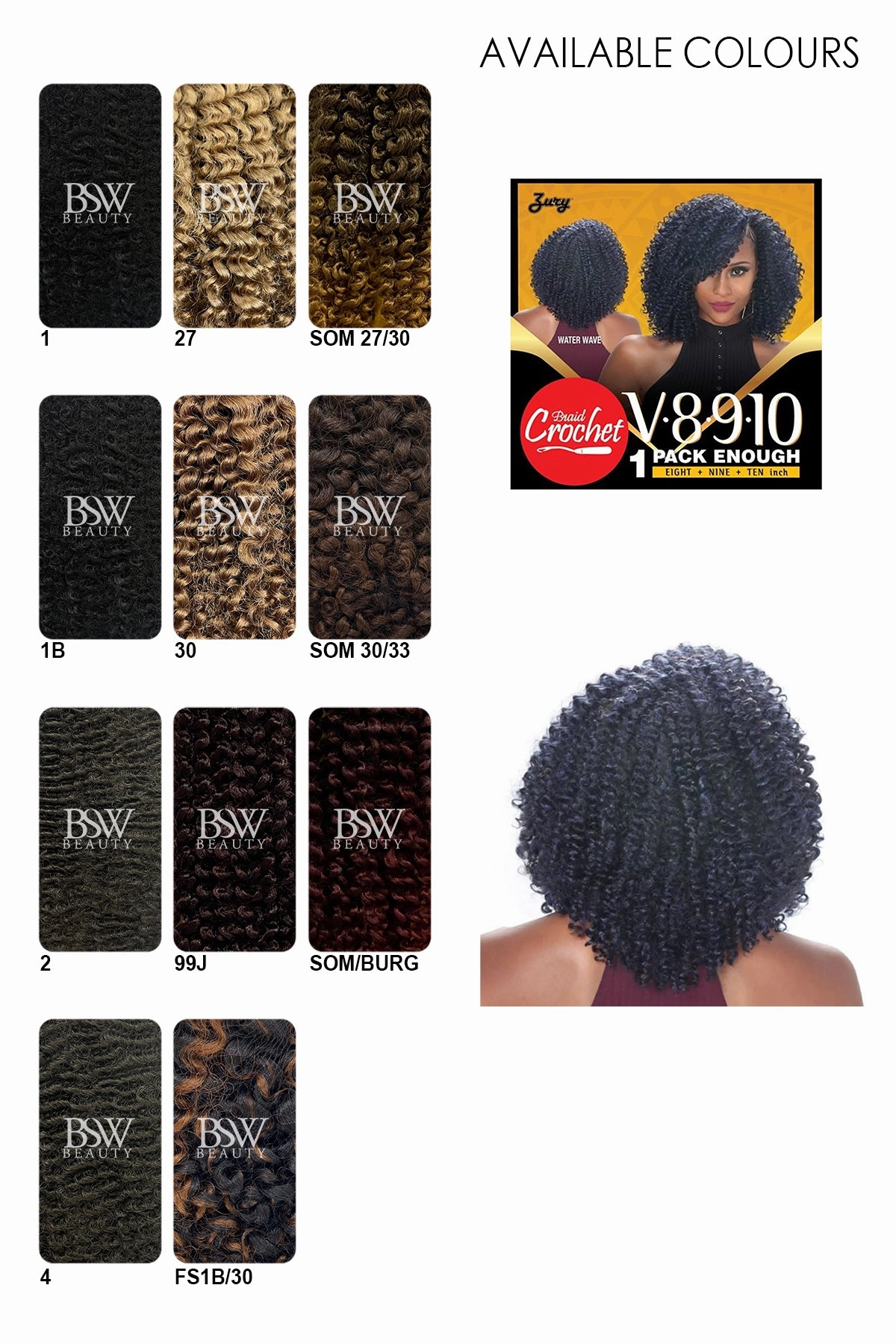ZURY NATURAL STAR CROCHET BRAIDS V8.9.10 WATER WAVE (1PACK ENOUGH)